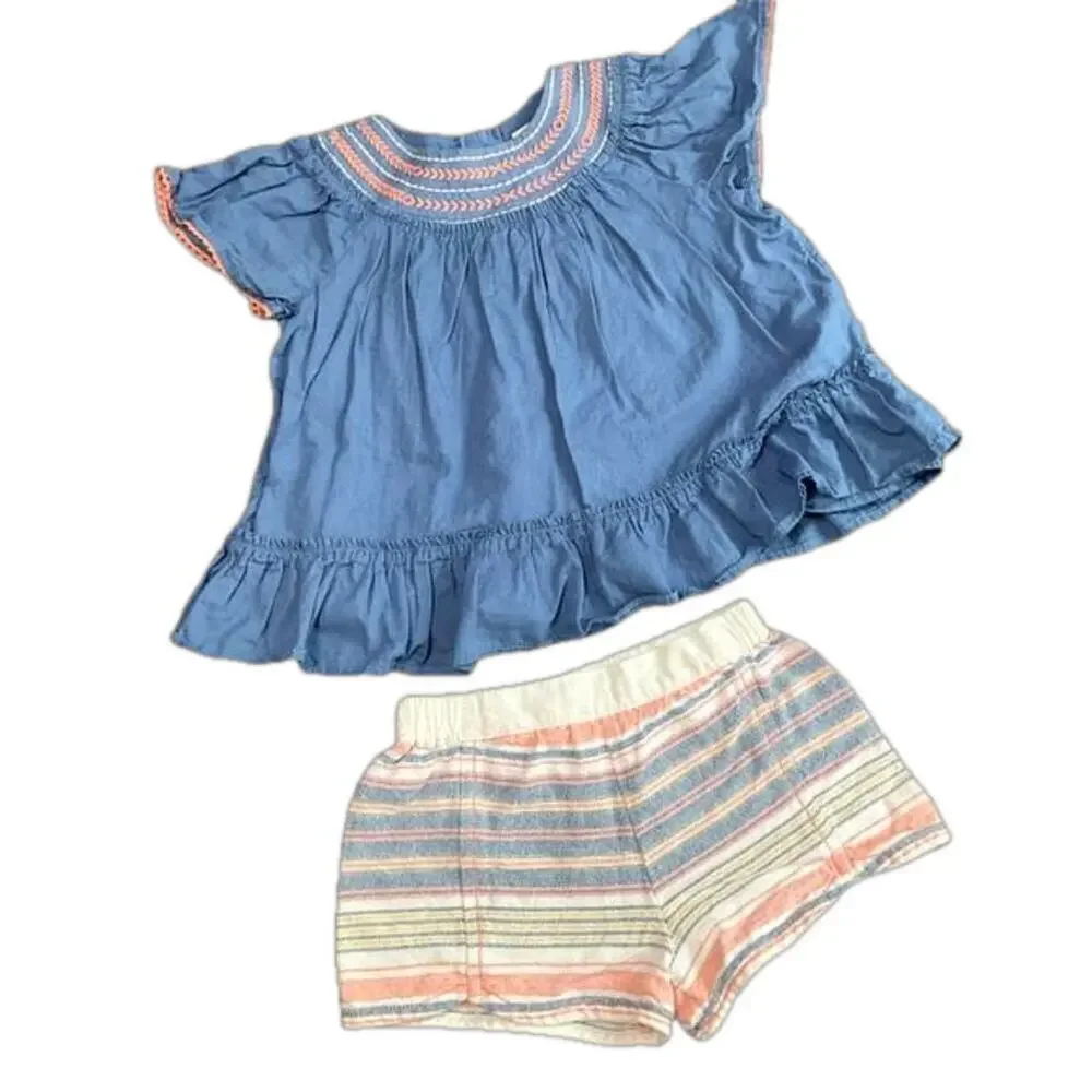 Tommy Bahama Girls Shirt Short 2 Piece Set Size 4T EUC